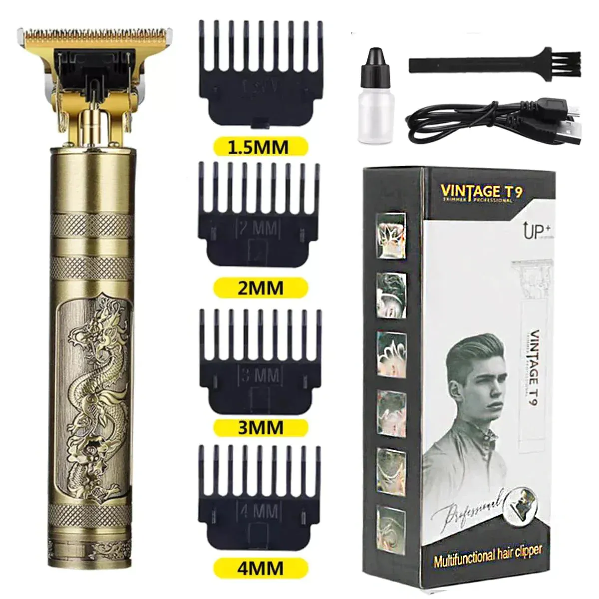 Recharable T9 Hair Timmer Metal Body Vintage Style Trimmer