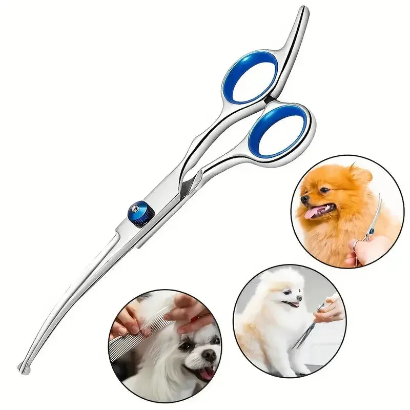 Safe and Precise Professional Pet Grooming Scissors with Round Head - Stainless Steel Dog Hair Shears for Effortless Trimming