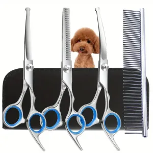 Safe and Precise Professional Pet Grooming Scissors with Round Head - Stainless Steel Dog Hair Shears for Effortless Trimming