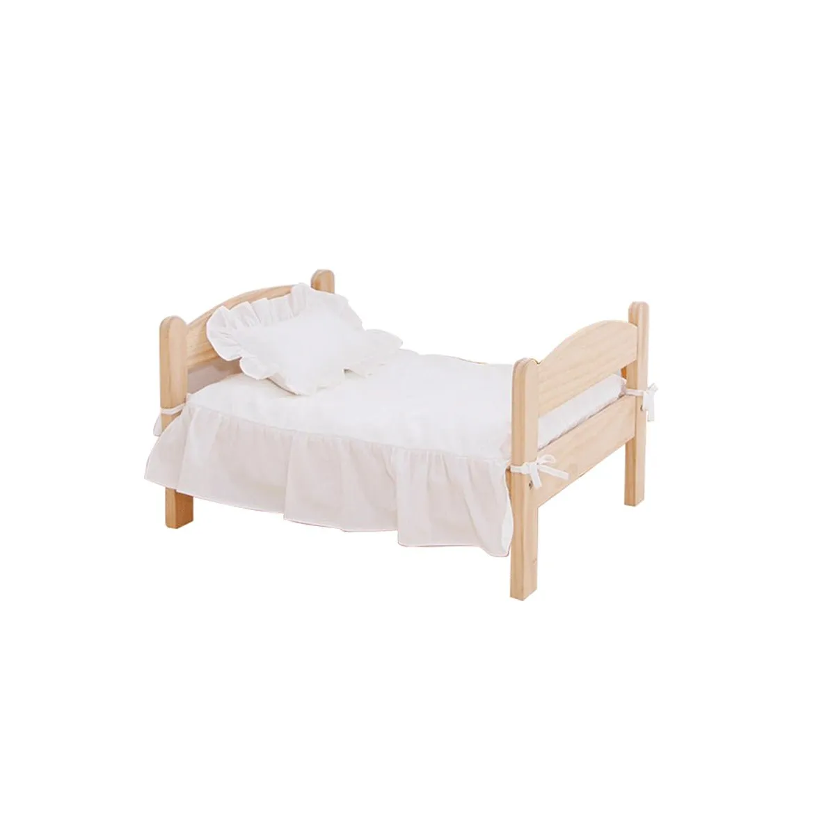 Sweet Dream Natural Wood Pet Bed With White Quilt Set