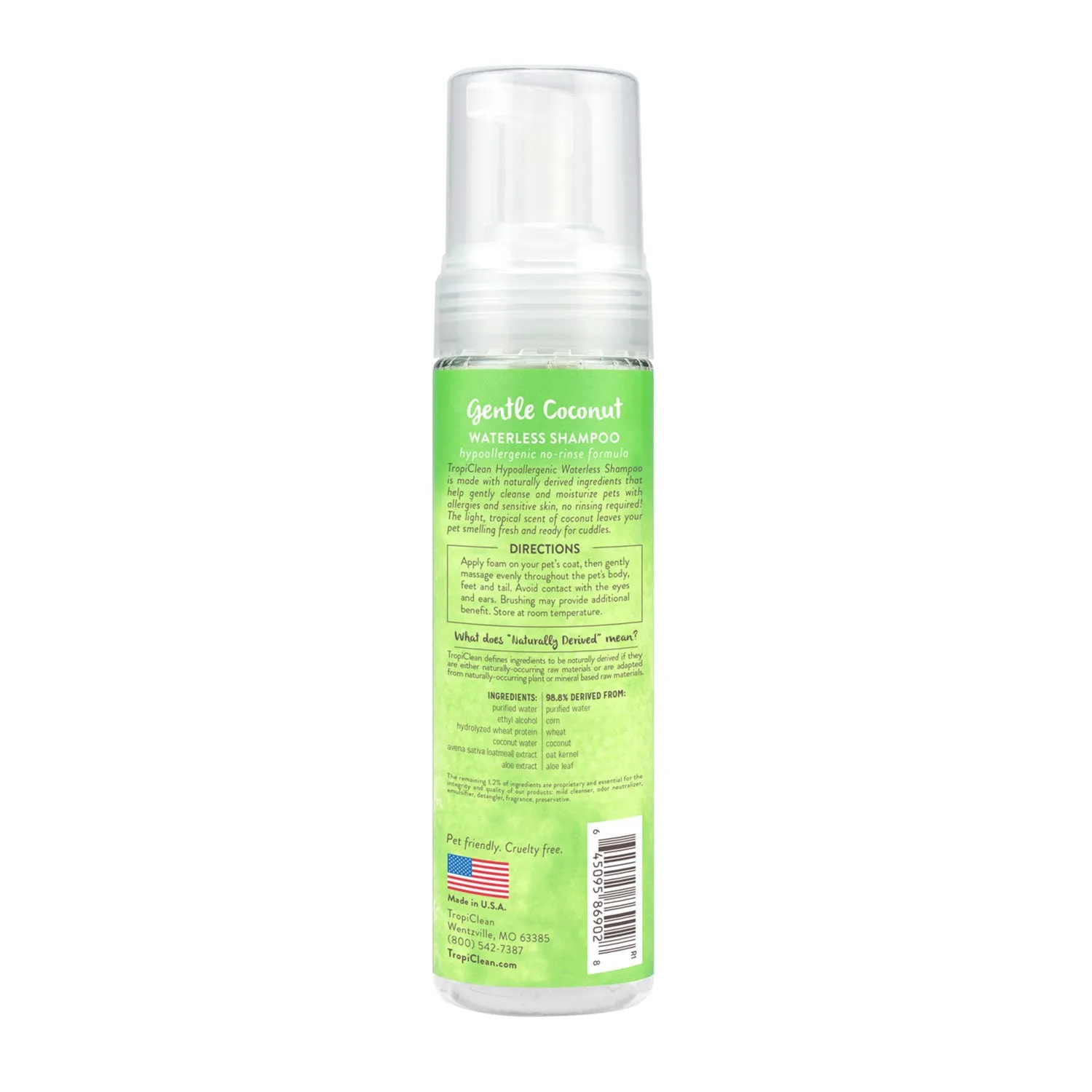 Tropiclean Waterless Hypoallergenic Shampoo Gentle Coconut 220ml